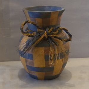 Handcrafted Decorative Vase with Rope Bow
